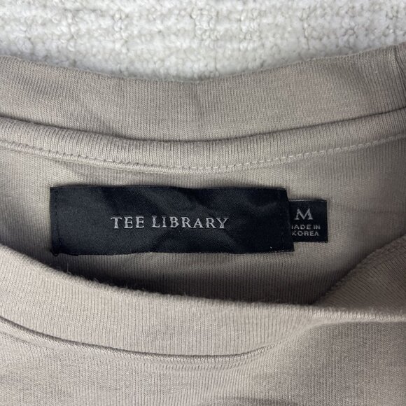 TEE LIBRARY Oversized T-Shirt Men M Made in Korea Grey ''Like The wind'' Graphic - Picture 7 of 15